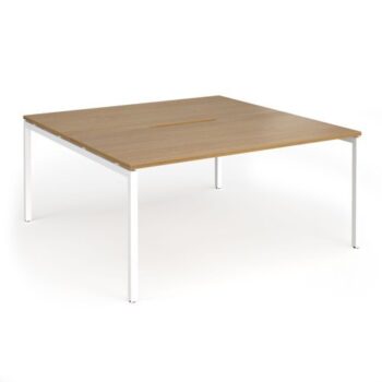 Connex Goal-Post 1600 x 1600 x 725mm Back to Back Desk ( 2 x 1600mm ) - White Frame / Oak Top - GCO1616-WH-O