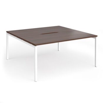 Connex Goal-Post 1600 x 1600 x 725mm Back to Back Desk ( 2 x 1600mm ) - White Frame / Walnut Top - GCO1616-WH-W
