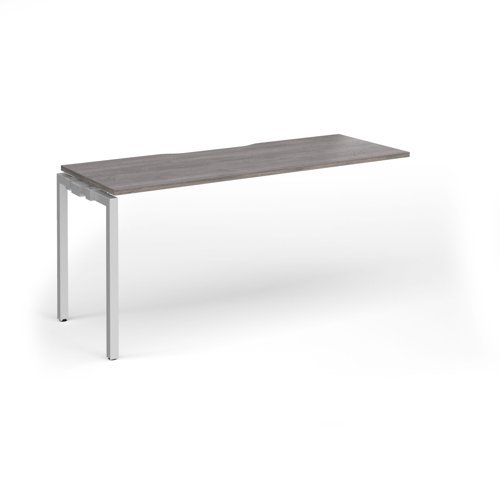 Connex Goal-Post 1600 x 600 x 725mm Single Add On Bay - Silver Frame / Grey Oak Top - GCO166-AB-S-GO