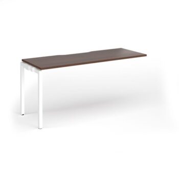 Connex Goal-Post 1600 x 600 x 725mm Single Add On Bay - White Frame / Walnut Top - GCO166-AB-WH-W
