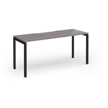 Connex Goal-Post 1600 x 600 x 725mm Single Desk - Black Frame / Grey Oak Top - GCO166-K-GO