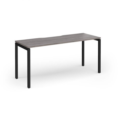 Connex Goal-Post 1600 x 600 x 725mm Single Desk - Black Frame / Grey Oak Top - GCO166-K-GO