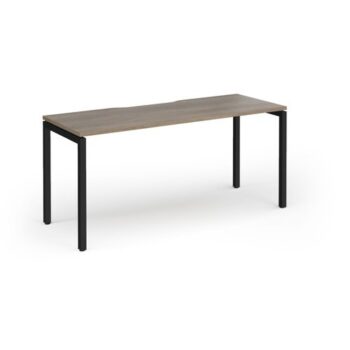 Connex Goal-Post 1600 x 600 x 725mm Single Desk - Black Frame / Nebraska Oak Top - GCO166-K-NO