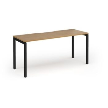 Connex Goal-Post 1600 x 600 x 725mm Single Desk - Black Frame / Oak Top - GCO166-K-O