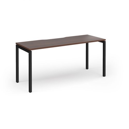 Connex Goal-Post 1600 x 600 x 725mm Single Desk - Black Frame / Walnut Top - GCO166-K-W