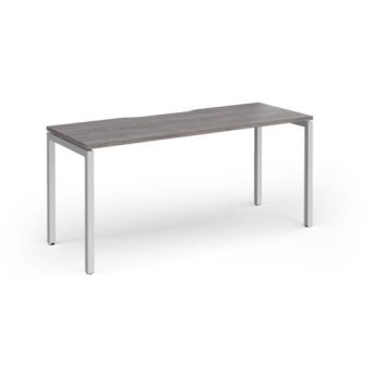 Connex Goal-Post 1600 x 600 x 725mm Single Desk - Silver Frame / Grey Oak Top - GCO166-S-GO