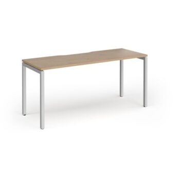 Connex Goal-Post 1600 x 600 x 725mm Single Desk - Silver Frame / Kendal Oak Top - GCO166-S-KO