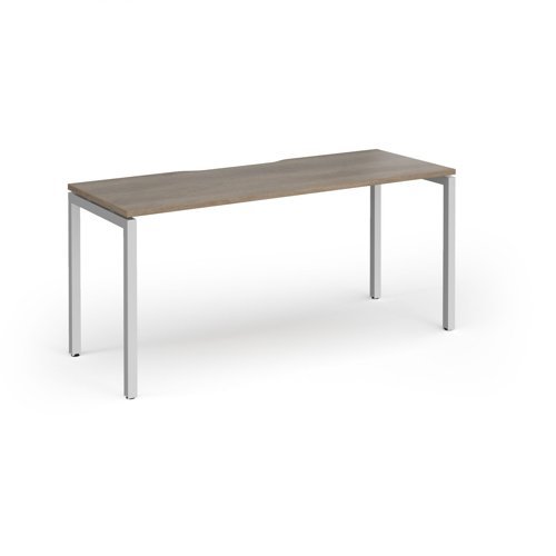 Connex Goal-Post 1600 x 600 x 725mm Single Desk - Silver Frame / Nebraska Oak Top - GCO166-S-NO
