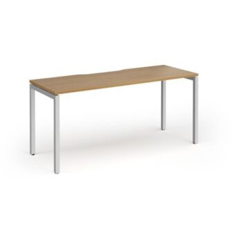 Connex Goal-Post 1600 x 600 x 725mm Single Desk - Silver Frame / Oak Top - GCO166-S-O