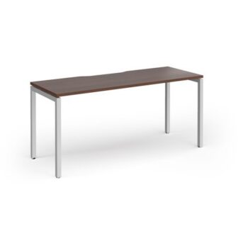 Connex Goal-Post 1600 x 600 x 725mm Single Desk - Silver Frame / Walnut Top - GCO166-S-W