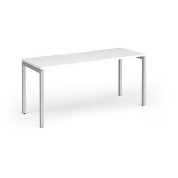 Connex Goal-Post 1600 x 600 x 725mm Single Desk - Silver Frame / White Top - GCO166-S-WH