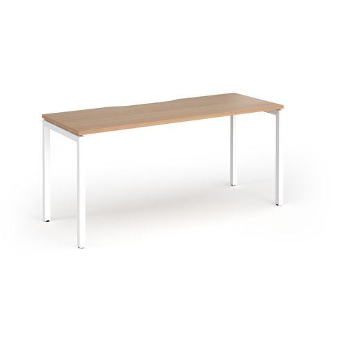 Connex Goal-Post 1600 x 600 x 725mm Single Desk - White Frame / Beech Top - GCO166-WH-B