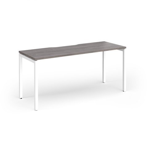 Connex Goal-Post 1600 x 600 x 725mm Single Desk - White Frame / Grey Oak Top - GCO166-WH-GO