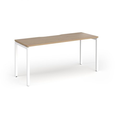 Connex Goal-Post 1600 x 600 x 725mm Single Desk - White Frame / Kendal Oak Top - GCO166-WH-KO
