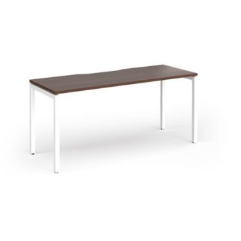 Connex Goal-Post 1600 x 600 x 725mm Single Desk - White Frame / Walnut Top - GCO166-WH-W