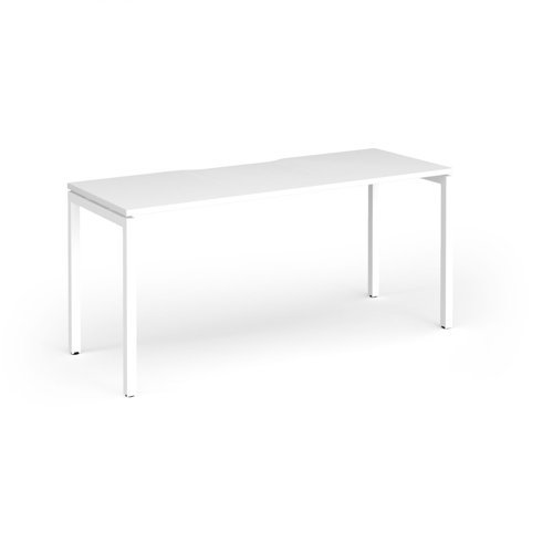 Connex Goal-Post 1600 x 600 x 725mm Single Desk - White Frame / White Top - GCO166-WH-WH