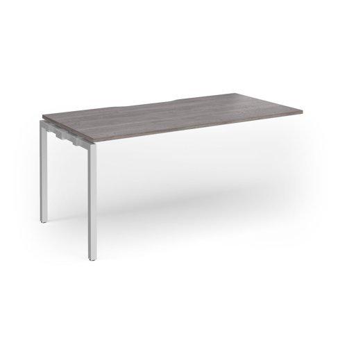 Connex Goal-Post 1600 x 800 x 725mm Single Add On Bay - Silver Frame / Grey Oak Top - GCO168-AB-S-GO