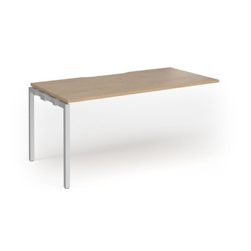 Connex Goal-Post 1600 x 800 x 725mm Single Add On Bay - Silver Frame / Kendal Oak Top - GCO168-AB-S-KO