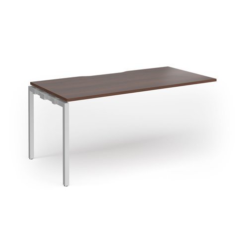 Connex Goal-Post 1600 x 800 x 725mm Single Add On Bay - Silver Frame / Walnut Top - GCO168-AB-S-W