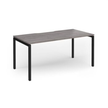 Connex Goal-Post 1600 x 800 x 725mm Single Desk - Black Frame / Grey Oak Top - GCO168-K-GO