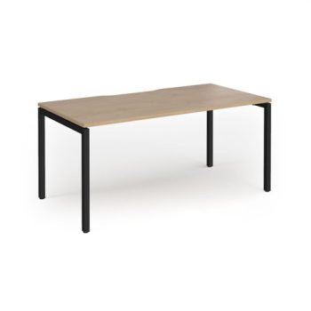 Connex Goal-Post 1600 x 800 x 725mm Single Desk - Black Frame / Kendal Oak Top - GCO168-K-KO