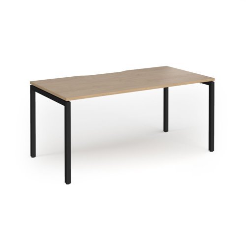 Connex Goal-Post 1600 x 800 x 725mm Single Desk - Black Frame / Kendal Oak Top - GCO168-K-KO