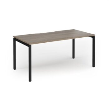 Connex Goal-Post 1600 x 800 x 725mm Single Desk - Black Frame / Nebraska Oak Top - GCO168-K-NO