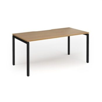 Connex Goal-Post 1600 x 800 x 725mm Single Desk - Black Frame / Oak Top - GCO168-K-O