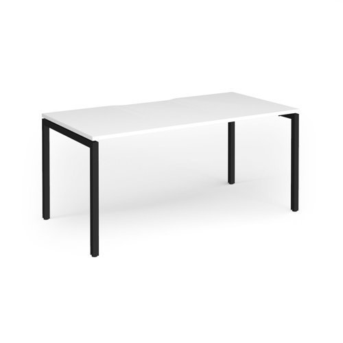 Connex Goal-Post 1600 x 800 x 725mm Single Desk - Black Frame / White Top - GCO168-K-WH