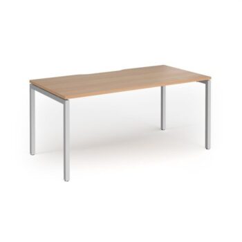 Connex Goal-Post 1600 x 800 x 725mm Single Desk - Silver Frame / Beech Top - GCO168-S-B