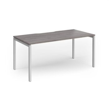 Connex Goal-Post 1600 x 800 x 725mm Single Desk - Silver Frame / Grey Oak Top - GCO168-S-GO