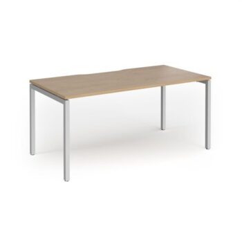 Connex Goal-Post 1600 x 800 x 725mm Single Desk - Silver Frame / Kendal Oak Top - GCO168-S-KO