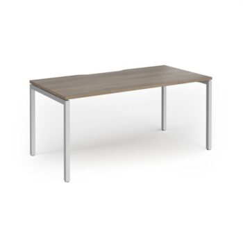 Connex Goal-Post 1600 x 800 x 725mm Single Desk - Silver Frame / Nebraska Oak Top - GCO168-S-NO