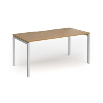 Connex Goal-Post 1600 x 800 x 725mm Single Desk - Silver Frame / Oak Top - GCO168-S-O