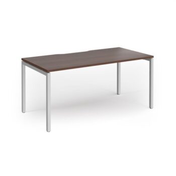 Connex Goal-Post 1600 x 800 x 725mm Single Desk - Silver Frame / Walnut Top - GCO168-S-W