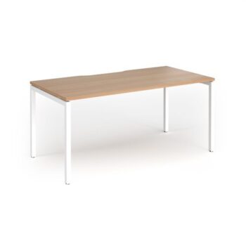 Connex Goal-Post 1600 x 800 x 725mm Single Desk - White Frame / Beech Top - GCO168-WH-B