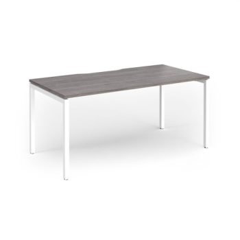 Connex Goal-Post 1600 x 800 x 725mm Single Desk - White Frame / Grey Oak Top - GCO168-WH-GO