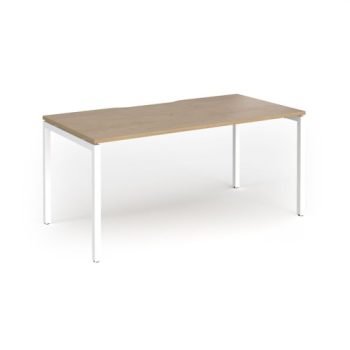 Connex Goal-Post 1600 x 800 x 725mm Single Desk - White Frame / Kendal Oak Top - GCO168-WH-KO