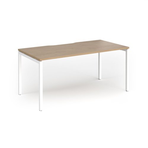 Connex Goal-Post 1600 x 800 x 725mm Single Desk - White Frame / Kendal Oak Top - GCO168-WH-KO