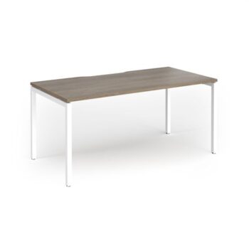 Connex Goal-Post 1600 x 800 x 725mm Single Desk - White Frame / Nebraska Oak Top - GCO168-WH-NO