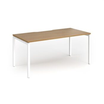 Connex Goal-Post 1600 x 800 x 725mm Single Desk - White Frame / Oak Top - GCO168-WH-O