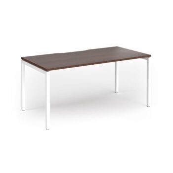 Connex Goal-Post 1600 x 800 x 725mm Single Desk - White Frame / Walnut Top - GCO168-WH-W