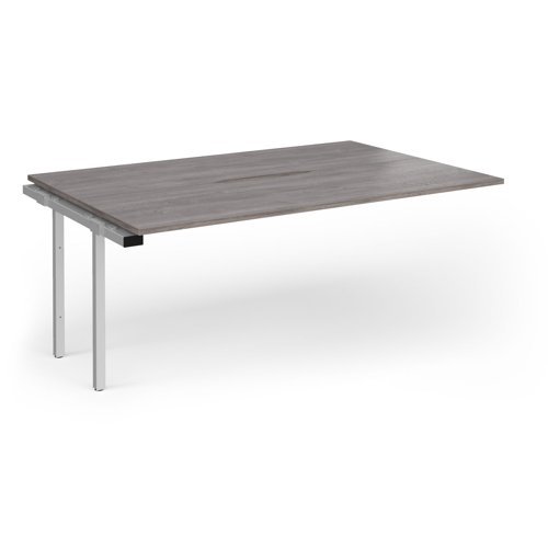 Connex Goal-Post 1800 x 1200 x 725mm Back to Back Add On Bay - Silver Frame / Grey Oak Top - GCO1812-AB-S-GO
