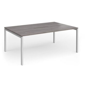 Connex Goal-Post 1800 x 1200 x 725mm Back to Back Desk ( 2 x 1800mm ) - Silver Frame / Grey Oak Top - GCO1812-S-GO