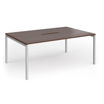 Connex Goal-Post 1800 x 1200 x 725mm Back to Back Desk ( 2 x 1800mm ) - Silver Frame / Walnut Top - GCO1812-S-W