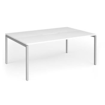 Connex Goal-Post 1800 x 1200 x 725mm Back to Back Desk ( 2 x 1800mm ) - Silver Frame / White Top - GCO1812-S-WH