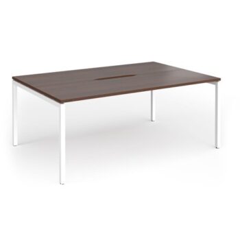 Connex Goal-Post 1800 x 1200 x 725mm Back to Back Desk ( 2 x 1800mm ) - White Frame / Walnut Top - GCO1812-WH-W