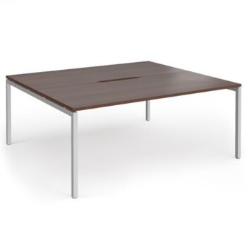 Connex Goal-Post 1800 X 1600 x 725mm Back to Back Desk ( 2 x 1800mm ) - Silver Frame / Walnut Top - GCO1816-S-W