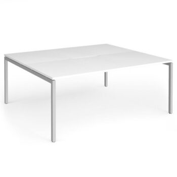 Connex Goal-Post 1800 X 1600 x 725mm Back to Back Desk ( 2 x 1800mm ) - Silver Frame / White Top - GCO1816-S-WH