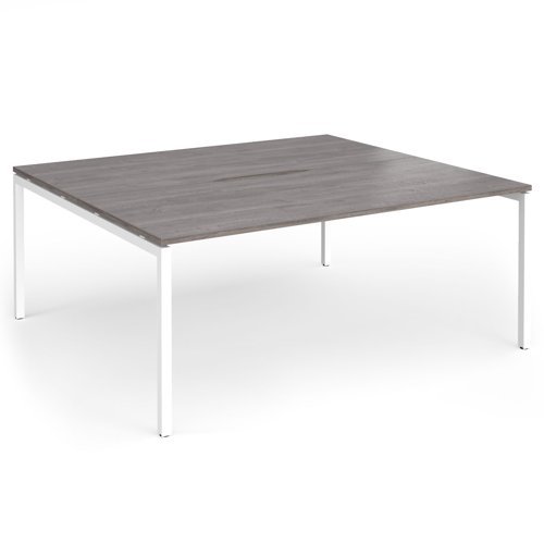 Connex Goal-Post 1800 X 1600 x 725mm Back to Back Desk ( 2 x 1800mm ) - White Frame / Grey Oak Top - GCO1816-WH-GO